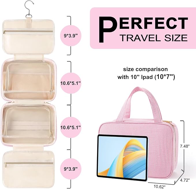 TOPEAST Travel Toiletry Bag Initial Makeup Bag for Teen Girls - Birthday Gifts for 7 8 9 10 11 12 13 14 15 16 17 18 Year Old Girls, Teen Girl Gifts Trendy Stuff - Letter R, Blue