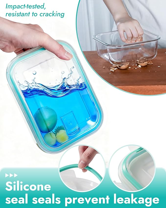 10-Piece Borosilicate Glass Food Storage Containers with Airtight Lids – Microwave, Oven, Freezer Safe, Leak-Proof, BPA-Free – Meal Prep, Baking & Gift Set