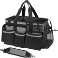 Wearable Cleaning Caddy, Cleaning Caddy Supplies Organizer with Handle & Shoulder Straps for Housekeepers, Under Sink & Car Cleaning Tool Organizers Bag with 4 Foldable Divider (MediumGrey)