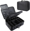 Travel Makeup Bag Makeup Cosmetic Train Case Organizer Portable Storage Bag with Adjustable Dividers for Cosmetics Makeup Brushes Toiletry Jewelry Black Medium