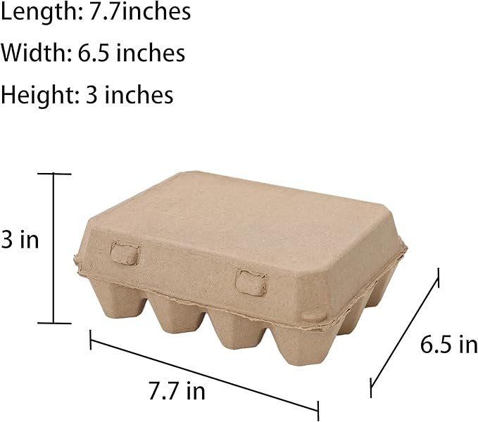 20 Pack Egg Cartons Bulk, 3x4 Style Reusable Empty Natural Paper Pulp Egg Cartons, Sturdy Design Egg Holder Containers for Fresh Chicken Eggs