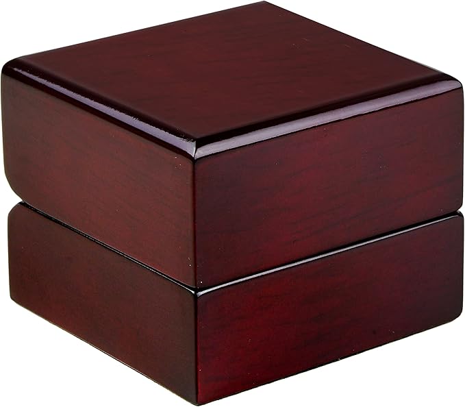 Allure - 2 Pack, Luxury Ring Box With LED Light, Authentic Mahogany Wood With Black Leatherette Insert, Square Elegant Diamond Ring Case For Unique Proposal Or Wedding, Small Jewelry Display Gift Box.