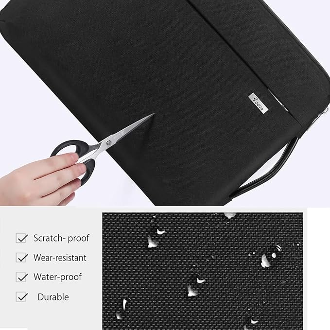 Voova Laptop Sleeve Case 15.6 16 Inch with Handle, 360° Protective Waterproof Slim Computer Bag Cover Compatible with MacBook Pro M2/M3/M4 16, HP Acer Lenovo Yoga ThinkPad Asus Laptop, Black