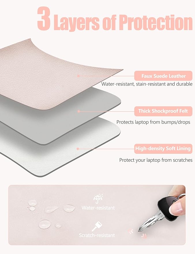 HYZUO 15 Inch Laptop Sleeve Case with Stand Feature for MacBook Air 15 M4 A3241 M3 A3114 M2 A2941 2025-2023, MacBook Pro 15, 15" Surface Laptop 7/6/5/4/3, with Carrying Pouch, Apricot