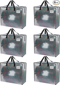 VENO 6 Pack Heavy Duty Moving Bags, Storage Bags, Packing Supplies, Top Zipper, Storage Totes for Camping, Clothes, Bedding, Comforters, Pillows (22 Gallon Clear, 6 Pack)