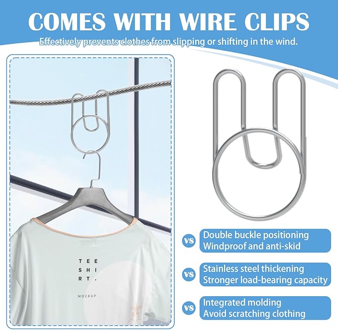 Retractable Clothesline Indoor, Non-Sagging Outdoor Clothes Line Retracting 15.7 Feet Heavy Duty Laundry Line Retractable Wall Mounted Clothes Line Outdoors (Square-White)
