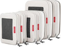 LeanTravel Compression Packing Cubes for Travel Organizers with Double Zipper (6-Pack (2L+2M+2S), Sand)
