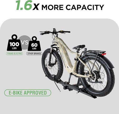 100LBS. Capacity Aluminum 1-Ebike Rack for Bicycles and Electric Bikes, fits Car SUV Van RV and Trailer with 2" Receiver