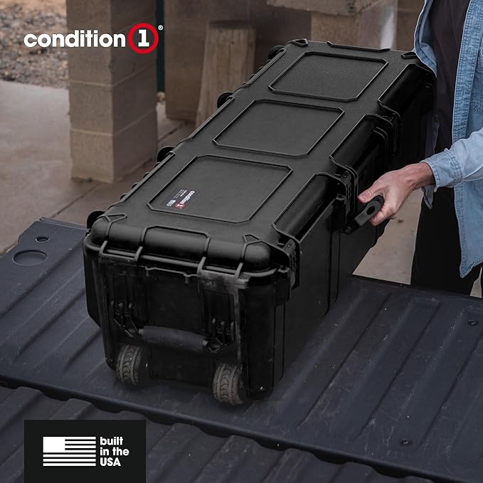 Condition 1 45" Waterproof Hard Case w/Wheels & Pluckable Foam – Lockable, IP67-Rated Waterproof, TSA Approved Storage Trunk for Gear, Camera, Equipment – Black, Made in USA, Model 2191