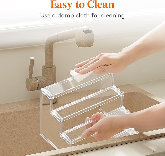 Lifewit 12 Inch Perfume Stand Organizer for Women, 4 Tier Plastic Display Riser, Tool-Free Assembly, Fragrance Makeup Cosmetics Shelf for Vanity Bedroom Bathroom Storage Organization, Clear, 2 Pcs