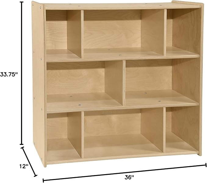 Contender - Birch 8 Cubby Storage Unit, Kids Toy and Books Organizer for Kindergarten, Homeschool, Daycare, Nursery, Preschool [Comes Fully Assembled]
