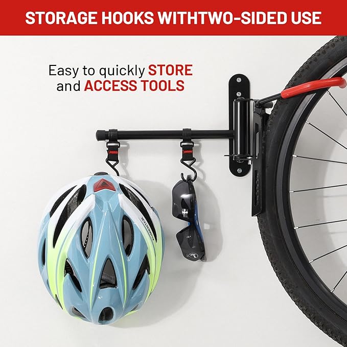 Swivel Bike Wall Mount, Bike Hangers for Garage, Space-Saving Vertical Bike Rack, Sturdy Bike Storage Rack Holds Up to 66lbs with No-scratch Protection, Easy to Install, 4 Pack
