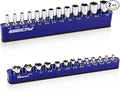 2-Piece 1/4"-Drive SAE Magnetic Socket Organizer Set (Holds 26 Sockets) - Detachable Tool Tray with 5mm Magnetic Base, Screw-Fixed Design & Heavy-Duty Modular Storage for Garage/Home Workshop