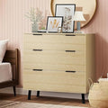 AWQM 3 Drawer Dresser for Bedroom,Large Capacity Chest of Drawers,Wood Dresser TV Stand,Drawer Organizer Storage Tower Unit for Living Room, Hallway,Natural