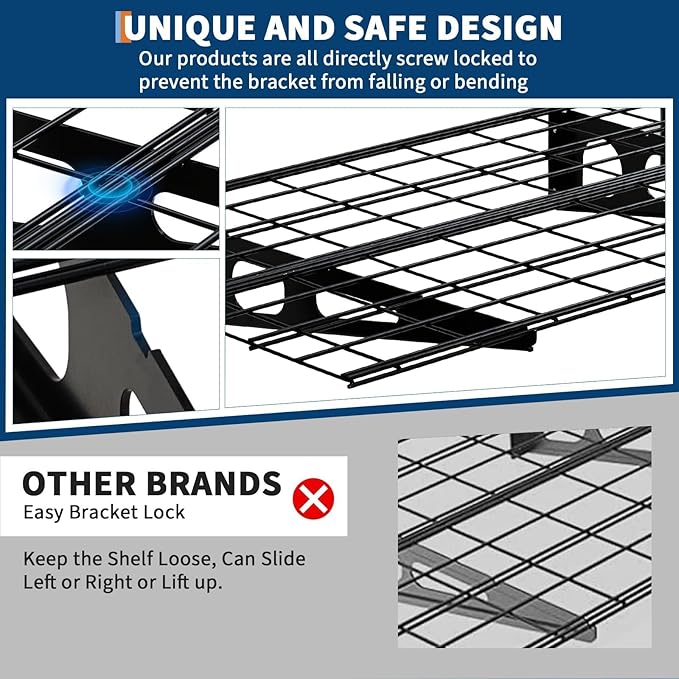 2x6 FT Garage Shelves Wall Mounted - 1600 LBS Heavy Duty Wall Shelf with Adjustable Distance,for Garage,Kitchen Laundry,Shopping Mall and Tool Room,2 Pack