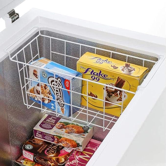 Orgneas 16.5 Inch Freezer Organizer Bins, Metal Wire Basket Bins, Replaces Chest Freezer Basket, Hangable, Sturdy, White
