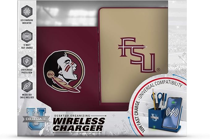SOAR NCAA Unisex Cell Phone Wireless Charging Stand and Desktop Organizer