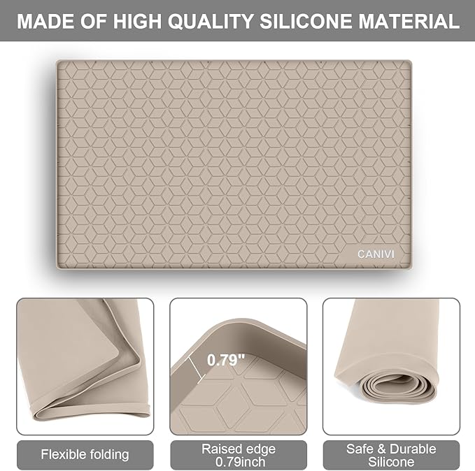 Under Sink Mat, 31" x 22" Waterproof Silicone Under Sink Tray for Kitchen & Laundry Cabinets, Kitchen Cabinet Shelf Protector, Up to 3.2 Gallons Liquid, Fits 36 inch Standard Cabinet(Apricot)