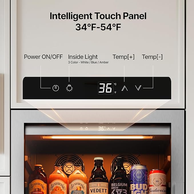 Ca'Lefort Beverage-Refrigerator 48 Inch, Tall Beverage Fridge Cellars Large Bar Drink Cabinet Built-in or Freestanding with Glass Door, Beer Cooler for Bottles and Cans Beer/Soda/Water/Wine