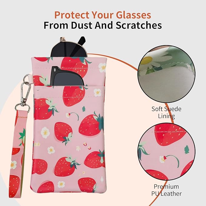 Double Eyeglass Case Soft Dual Glasses Case for Women Men Travel Squeeze Top Sunglasses Cases Eyeglasses Pouch