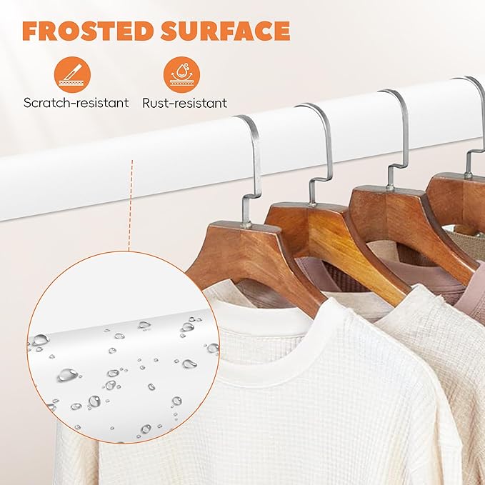 Closet Rod 50-99 Inches, Adjustable Heavy Duty Metal White Closet Rods for Hanging Clothes 1.3 Inches Diameter for Wardrobes Laundry