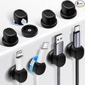 8 Pack Cord Organizer, Ω-Shaped Rotatable Cable Clips, Strong Adhesive Cable Management with Nails, Cord Holder for Nightstand, Desk, and Wall (Black)