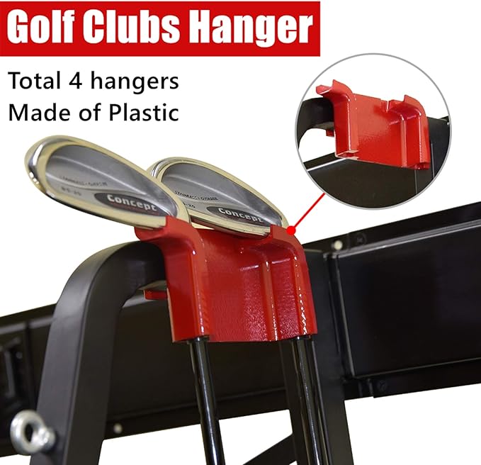 WALMANN Wall Mount Golf Bag Organizer Extra Large 2 Golf Bags Stand Golfing Equipment and Accessories Storage Rack for Garage Shed Basement