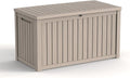 180Gallon Waterproof Outdoor Storage Box, UV Resistant Resin Deck Box with Hydraulic Rod for Reinforced Stability, Perfect for Patio, Garden, and Pool, Striped Beige