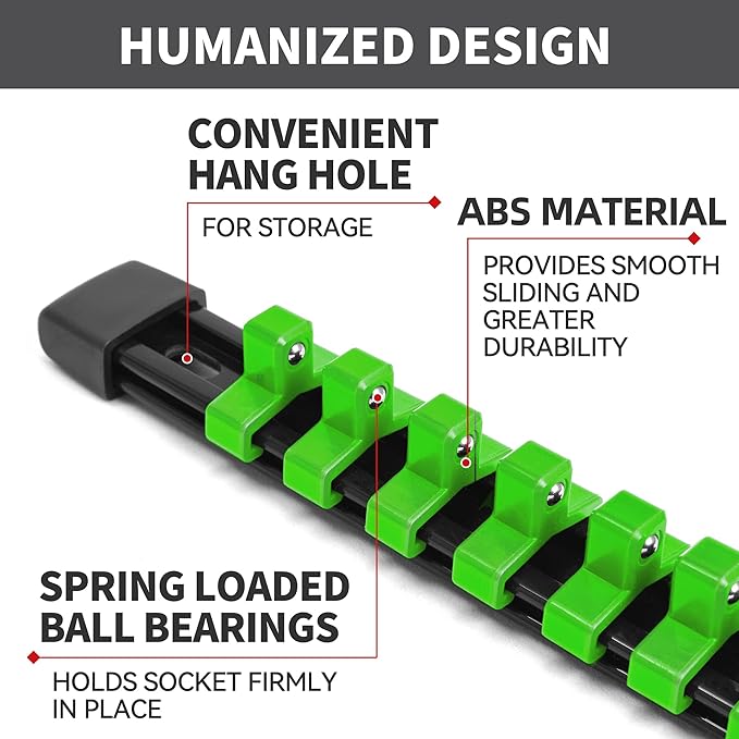 Socket Organizer Drive ABS Tools - Socket Holder, Premium Quality 15 Pieces Socket Holders Kit 1/4-Inch x 80 Clips, 3/8-Inch x 75 Clips, 1/2-Inch x 60 Clips（15PC,Mix-color)