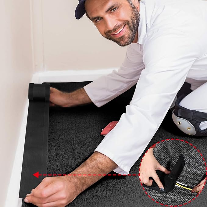 WILLBOND Carpet Cord Cover Cable Protector Floor Cover Cable Protector Management Only for Commercial Office Carpet(295.28 ft,Black)