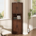 Tall Corner Cabinet, 64.7" Corner Storage Cabinet with 4 Doors and 5 Storage Shelves, Farmhouse Space Saver with Arched Door Design for Living Room, Kitchen, Bathroom, Office