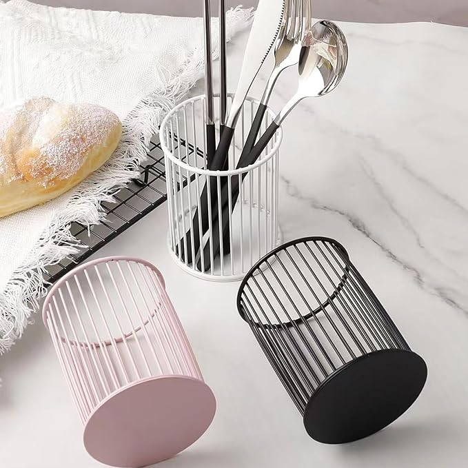 Metal Pen Holder Cup for Desk Makeup Brushes Pencil Holders Home Office Organizer White