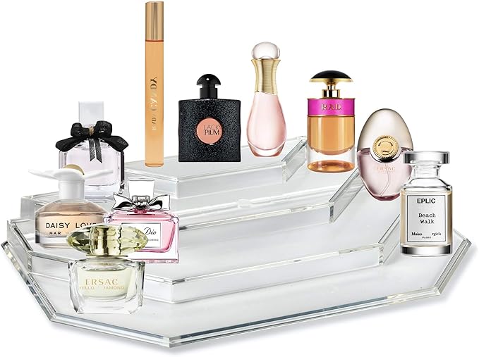 BY ALEGORY byAlegory Acrylic Mini Perfume & Scented Oils Organizer Vanity Display 4 Tiers For Storing Mini, Travel Size, Rollerball Beauty Bottles - Clear