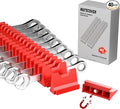40PCS Magnetic Wrench Organizer Holder - Wrench Tool Organizers for Tool Drawer Storage, Wrenchs Storage Set with Metric & SAE Label, Organization Tool Gift for Professional Mechanics Men, Red