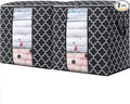 WISELIFE Storage Bags 2 Pack/100L Large Blanket Clothes Organization and Storage Containers for Comforters,Bedding, Foldable Organizer with Reinforced Handle, Clear Window, Sturdy Zippers,Black