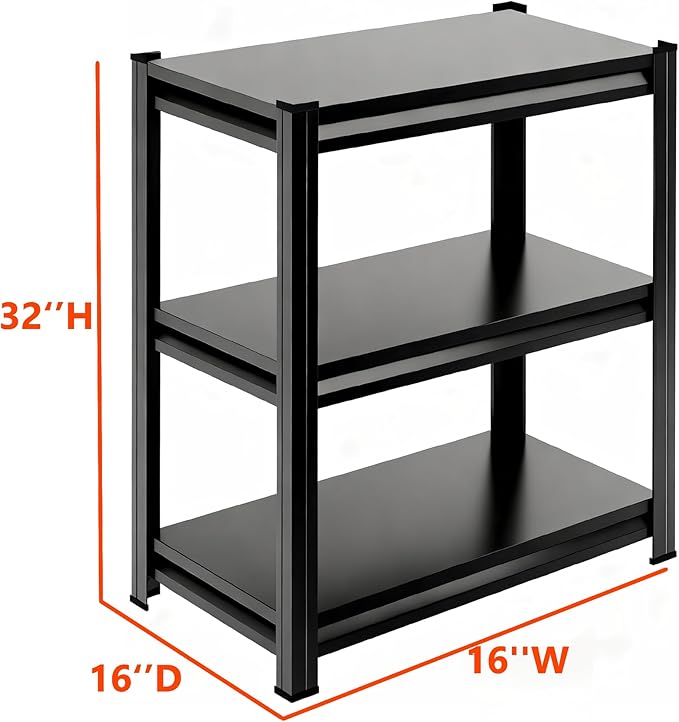 3-Tier End Table, Sofa Side Table for Small Space with Storage Shelf, Couch Table & Nightstand for Living Room, Bedroom, Office,32''H×16''W×16''D