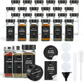 Spice Jars with Label, 24pcs 4oz Glass Spice Jars with Black Lids, Square Spice Containers with 304 Labels and Shaker Inserts, Empty Seasoning Bottles for Drawer, Cabinet, Seasoning Organizer