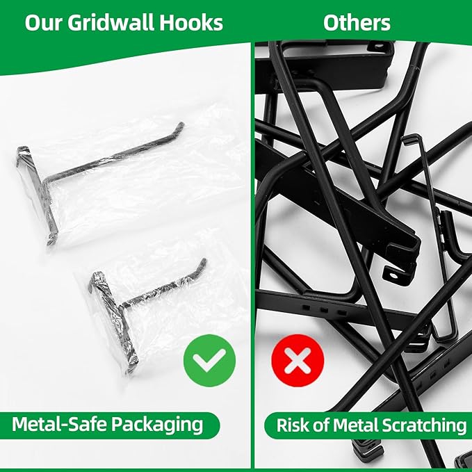 6 Inch Gridwall Hooks, Grid Panel Hanging Hooks for Retail, Home, and Workspace Organization, Displays, and Storage Solutions(40Pack,Black)