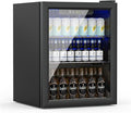 Compact Beverage Refrigerator,70 Can/1.6 Cubic Feet Fridge with Glass Front Door for Soda, Beer or Wine, Under Counter Small Refrigerator with Adjustable Shelve & Digital Display