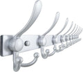 Dseap MaxStrong 2.0 Coat Rack Wall - 37” Long 10 Tri Hooks - Ultra Heavy-Duty Stainless Steel Wall Mount Coat Hanger, Hook Rail for Clothes Hats Jacket Towels Silver