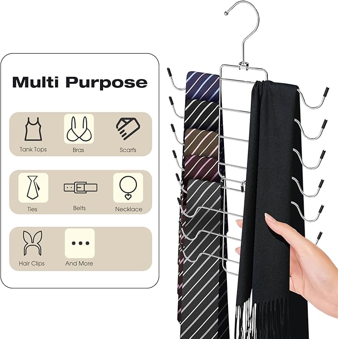 2 Pack Bra Organizer,Tank Top Hangers Space Saving,Closet Organizers and Storage,Bra Hangers for Closet Organizer,Tank Top Hanger for Sport Bras,Camisoles,Bathing Suit,Belt,Tie,etc,Silver