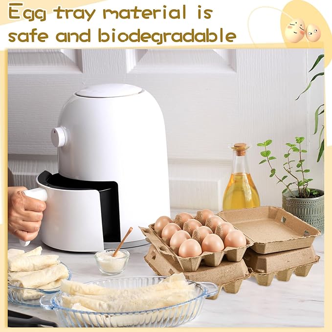 Rtteri 150 Pieces Paper Pulp Egg Cartons 3x4 Style Vintage Blank Egg Cartons for Fresh Duck Quail Storage Kitchen Family Farmhouse