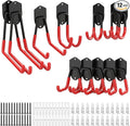 WALMANN 12 PCS Garage Storage System Hooks, Wall Mount Heavy Duty Rubber Coated Utility Hooks for Garden Tools, Ladders, Cords, Folding Chairs, Weed Eaters, Shovels and Rakes