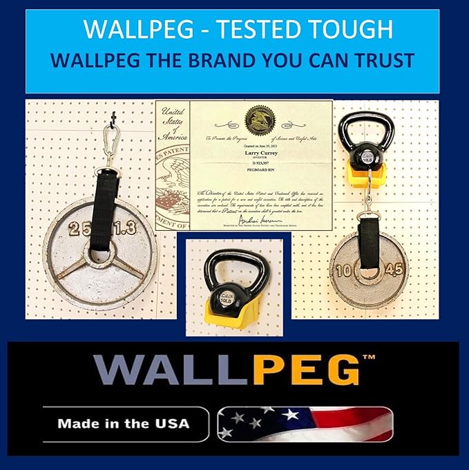 WallPeg Pegboard Bins & Cups - 15 each 5" Bins and 5 each 5" Cups - Hooks to Peg Board Panel Organize Hardware Arrange Accessories Workbench Tool Organizer Garage Storage -MADE IN USA-