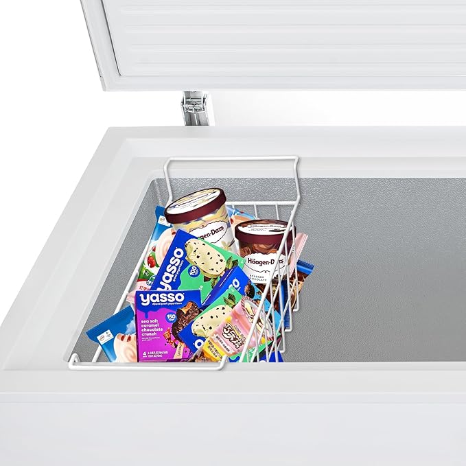 Chest Freezer Baskets 17.5 Inch, Chest Freezer Organizer Bins Metal Wire Storage Baskets with Hanging Handles for Deep Freezer, Set of 2