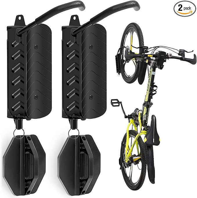 INNO STAGE 2-Pack Swivel Bike Wall Mount Rack, Heavy Duty Bike Rack, Garage Bike Rack & Indoor Bike Rack Solution, Bike Wall Hanger Holds 66 lbs, Space-Saving Vertical Storage for Bicycles