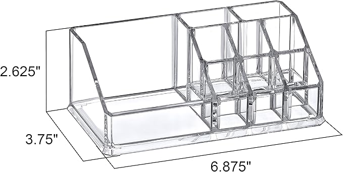 Amazing Abby - Tiffany - Acrylic Cosmetic Organizer, Transparent Plastic Makeup Holder, Compartmented, Shatter-Proof, Perfect Bathroom Vanity Storage Solution for Beauty Supply, Small