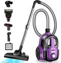 Zefiro Canister Vacuum Cleaner, Bagless Canister Vacuum for Home, Powerful Suction, Auto Cord Rewind, HEPA Filter, Corded Vacuum for Hard Floors, Carpet, Pet Hair, Apartment/Rental Friendly(Purple)