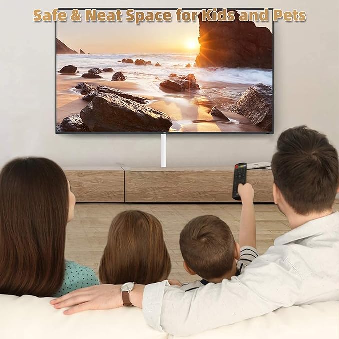 78" Side Open One Cord Hider (<1/4") for Wall Mounted Tv,Extension Cable Cover to Hide Conceal Cords Along Wall,Wire Raceway Management Cable Concealer Channel,Electric Cord Organizer Wiremold,White