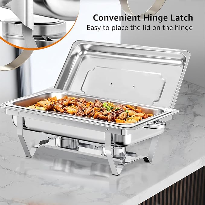 Chafing Dish Buffet Set, 8QT Stainless Steel Chafing Dishes for Buffet, Full Pan Chafing Dish, Buffet Servers and Warmers for Party, Wedding,Catering (7 PACK)